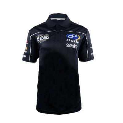 China Attractive Black Sportswear Custom Printed Motorsport Polo Shirts for Sportswear Fans for sale