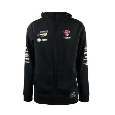 China Racing winddicht Custom geborduurd katoen poly motorfiets jas met zip up hoodie Te koop