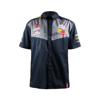 China Customized Logo Warmth Cotton Poplin Printing Embroidered Button Up Shirt for Sports Games for sale