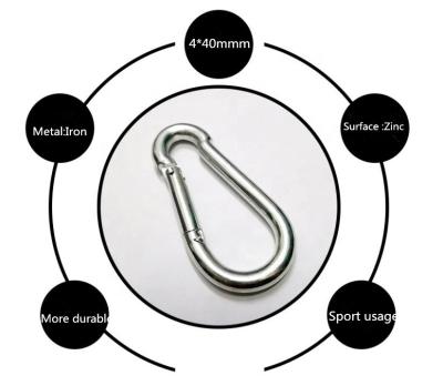 China Heavy Industry 4*40mm Hook Galvanized Steel High Quality Metal Carabiner Snap Hook for sale