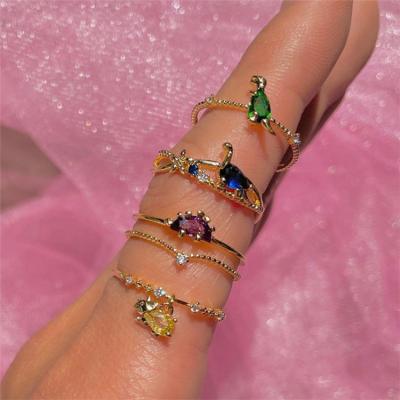 China BOHEMIA PS INS Style Hot Sale Animal Design Rings 18K Gold Plated Dinosaur Made Brass Crystal Rings Jewelry for sale