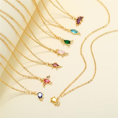 China Hot Selling Tropical BOHEMIA PS Rainforest Collection 18K Gold Plated Brass Rhinestone Custom Dinosaur Charm Necklace for sale