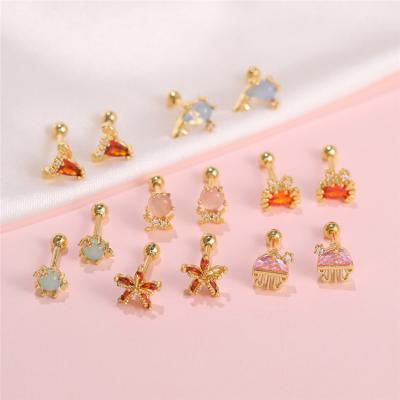 China PS Ocean Cute Animal Zircon 18K Golden Animal Gold Ball Head Hot Selling Hot Selling Hypoallergenic Earrings for sale