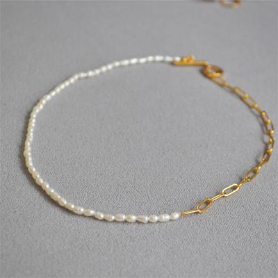 China Fashion PS Half Choker Necklace High Quality Half Pearl Chain 18K Freshwater Brass Brass Choker Necklace for sale