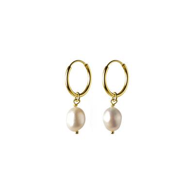 China Fashion PS Simple Design S925 Korean Baroque Pearl Earrings Irregular Female Silver Pearl Earrings for sale