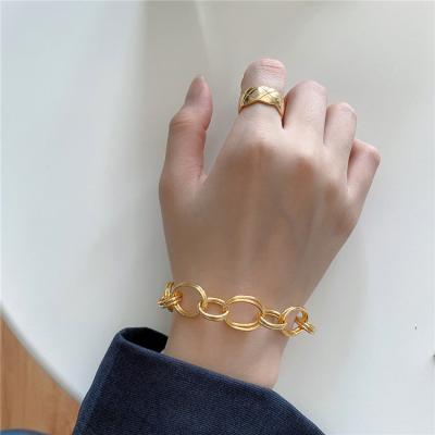 China Fashion PS Fashion Multi Circle S925 Sterling Silver Bangles 18k Gold Handmade High Quality Bangle for sale