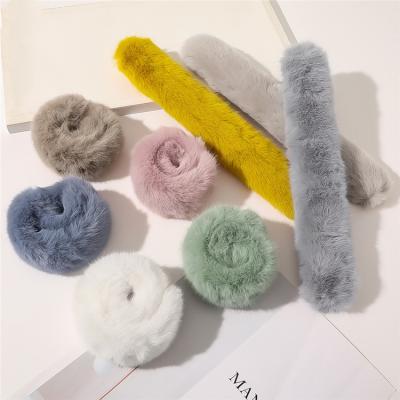 China European and American style PS Hair Scrunchies Solid Color Faux Rabbit Fur Elastic Hair Tie Scrunchies New For Girl Accessory for sale