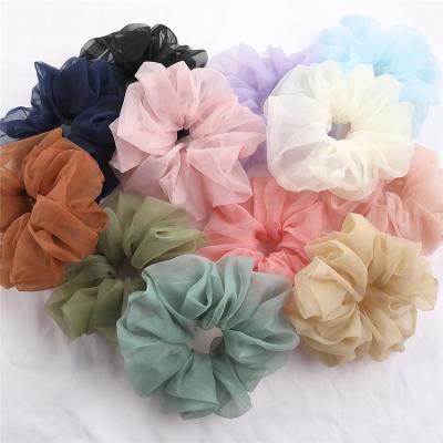 China PS Fashion Soft Colorful Hair Accessory Summer Ponytail Holder Organza Chiffon Scrunchies Oversized Scrunchies for sale