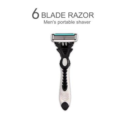 China Six Blade Stainless Steel Blade Face Handle Portable Plastic Shaving Razor Manual Razors for sale