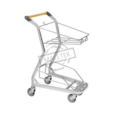 China High Quality Metal Wire Shopping Cart Hot Selling Double Basket Shopping Cart Trolley Te koop