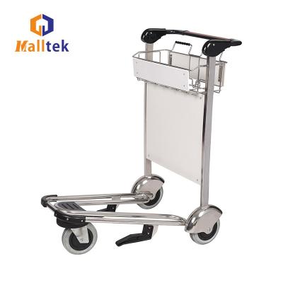 China Airport Luggage Trolley Stainless Steel Airport Baggage Cart With Handle Brake for sale