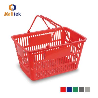 China Plastic Storage Shopping Basket Double Handle Portable for sale