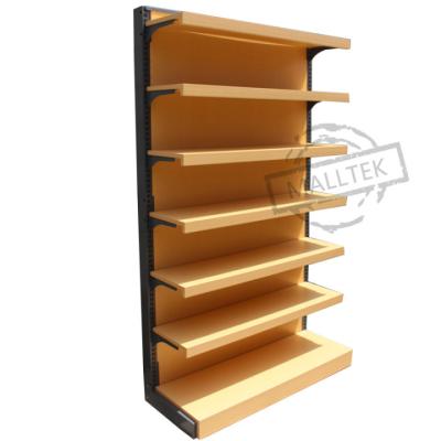 China Supermarket Steel Wood Supermarket Shelf Customization 1 Or 2 Sided for sale