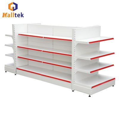 China Supermarket Double Side Store Iron Gondola Shelving Rack 120KG Load for sale