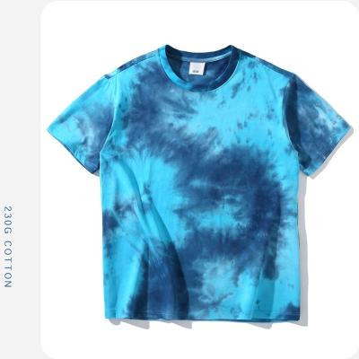 China Street Breathable Short Sleeve Version Unisex Loose Trend Combed Cotton Tie Dye T-shirt for sale