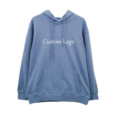 China Wholesale 360g Breathable Solid Color Hoodie Autumn And Winter Heavy Pure Cotton New Off Shoulder Loose Lime Blue Hoodie for sale