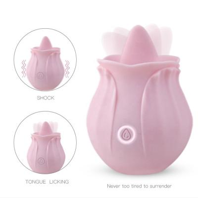 China Silicone+ABS New Rose Sucking Vibrator Silicone Tongue Licking Massager Nipple Clitoris Sucking Stimulator for sale