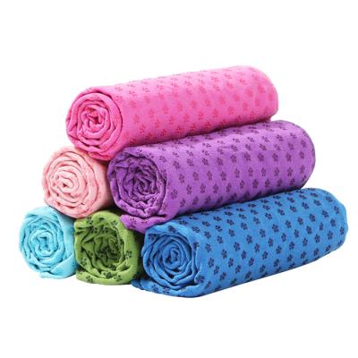 China Wholesale Customized Compressed Print Microfiber Travel Use Silicone Dot Yoga Mat Towel for sale