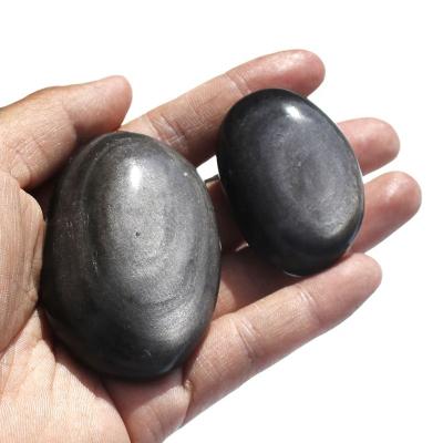 China Europe Obsidian Crystal Palm Natural Silver Crystal Stone Craft for sale