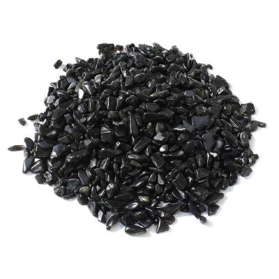 China Europe Bulk Wholesale Polished Natural Black Obsidian Crystal Tumbled Gravels for sale