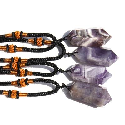 China Europe Natural Amethyst Crystal Points Amazing Crystal Double Towers Dream Pendant for sale