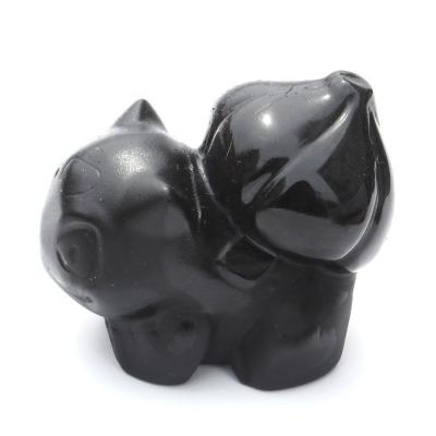 China Bulk Wholesale Natural Black Obsidian Crystal Wonder Frog Seed Carving from Europe for sale