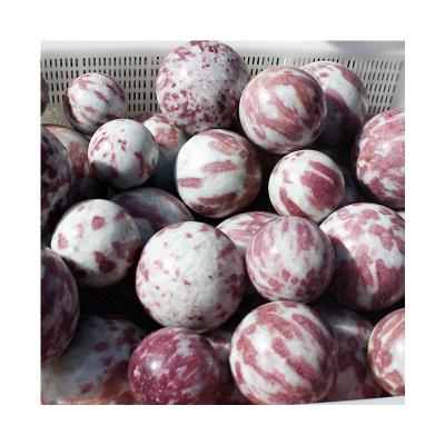 China Europe Factory Wholesale Natural Plum Blossom Carving Pink Tourmaline Polished Crystal Sphere Ball for sale