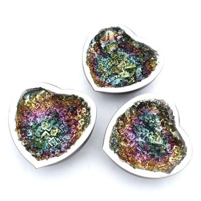 China Wholesale Rainbow Heart Shaped Natural Bismuth Mineral Bowl from Europe for sale