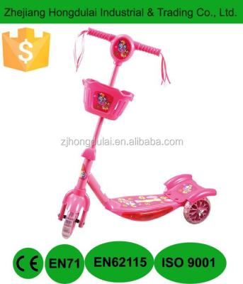 China PVC+PP HDL-703 Kids Off Road Kick Scooter PVC 3 Wheel Scooter With Oval Basket Decoration for sale