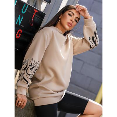 China Hot Selling 100% Cotton QUICK DRY Women's White Long Sleeve Sweatshirt Customized QUICK DRY Hoodie Oversized Long Sleeve for sale