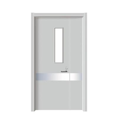 China Fire prevention Modern Design Commercial Unequal Double Fireproof Door Hospital Access Steel Fire Rated Door 90 Minutes Fireproof for sale