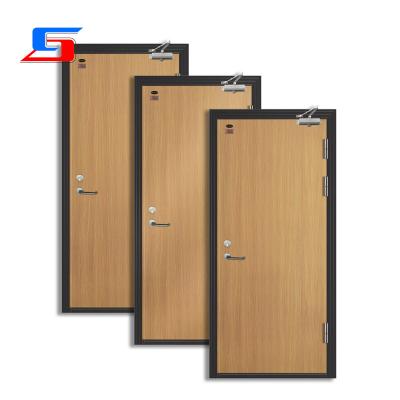 China Fire prevention Wood Grain Design Steel Fire Door Single Swing Fire Rated Corridor Door Project Fireproof Door for sale