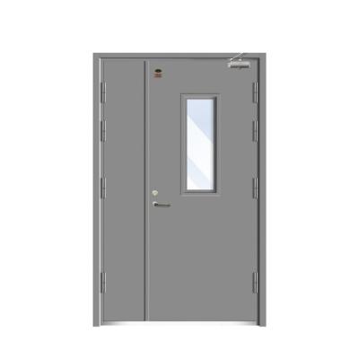 China Fire prevention 1.5-Hour Fire Protection Project Door Residential Access Fire Door Commercial Steel Wooden Unequal Double Fire Rated Door for sale