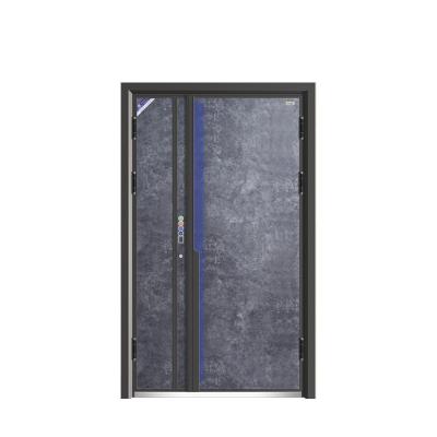 China Anti-Theft Factory Direct Sale Of High Quality Entry Doors Modern Style Design Unequal Double Door Luxurious Steel Security Door for sale