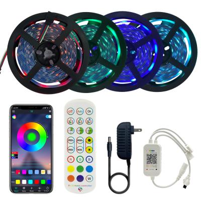 China Hotel/Home 5050 Master RGB LED Strip Light Kit Music Sync Color Changing RGB LED Strip 44 LED Remote Strip Lights for sale