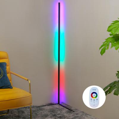 China Modern Corner LED Floor Lamps RGB Color Lamp Dimmable Position Changing Remote Control Smart Minimal Lamp for sale