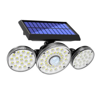 China Outdoor Modern Solar Garden Light Plastic Solar Powered Light With Motion Sensor Three Head Portable Solar Lighting Kits for sale