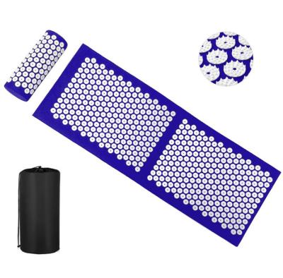 China Non-slip Black Acupressure Mat Health Massage Yoga Foot Neck Massage Cushion And Back Pillow Set for sale