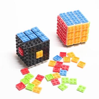 China Mini 2in1 Magic Cube Brain Teaser Puzzle Toy 3x3 Rubix Build-on Bricks Novelty Gift Compatible with Building Blocks Kit Juguetes for sale