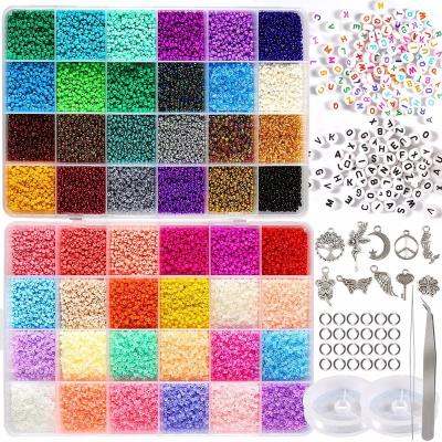 China For Jewelry Making 48000pcs Tiny Spacer Glass Beads Set With Metal DIY Charms Accessory For Beginner Kids DIY Jewelry Making Kit for sale