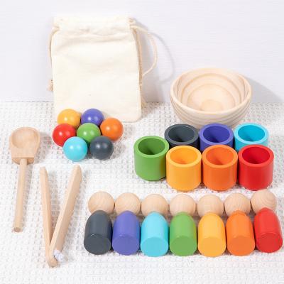 China Baby Practicing Montessori Teaching Aids 2 In 1 Ball And Beading Toy Color Matching Children's Early Education Puzzle Color Knowledge for sale