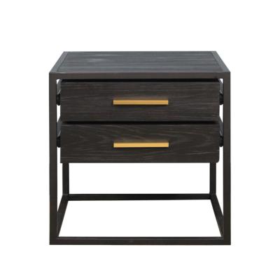 China Manufacturer Modern 2 Drawer Side Table Bedroom Night Table Living Room Furniture Coffee Table Metal/Wood for sale