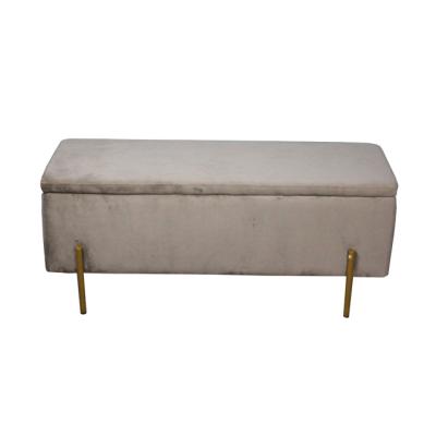 China Modern Velvet Fabric Storage Bench With Metal Leg 2021 Fashion Living Room Furniture High Quality Metal Leg In Modern Gold Color for sale