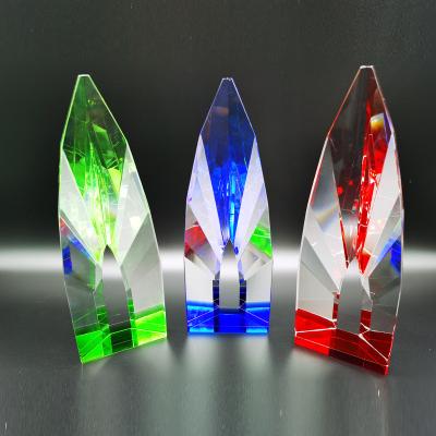 China Crystal Glass Processing 2020 NEW Color Diamond Cut Crystal Trophy for sale