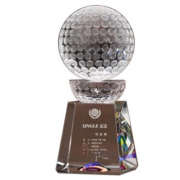 China Crystal glass processing Wholesale New Crystal Golf Trophy With Trapezoid Base Crystal Trophy for sale