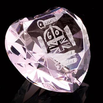 China Crystal glass processing Pink Crystal Glass Heart Gift for Birthday or wedding gift for sale