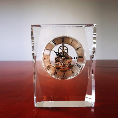 China Crystal Glass Crystal Clock Processing Square Trophy for sale