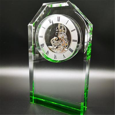 China Crystal Glass Processing Clear Customized Sizes Crystal Table Wedding Clock Gift Unique Shape Hand Made Popular for sale