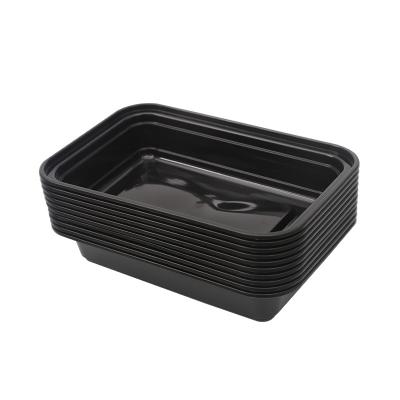 China Black circular disposable plastic foodboxes container meal prep meal food box disposable takeway storage containers for sale