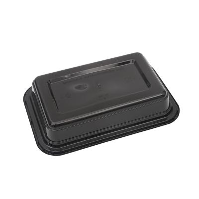 China Black Disposable Rectangular Plastic Bowls Container Food Maker Plastic Food Containers With Lids for sale